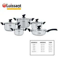 LUISSANT - JUEGO DE OLLAS EN ACERO INOXIDABLE 10 Pzas