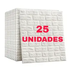 GENERICO - PAPEL TAPIZ AUTOADHESIVO BLANCO MODELO LADRILLO 3D PACK X25