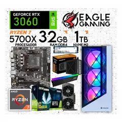 AMD - PC GAMER RYZEN 7 5700X, GRAFICA RTX 3060 DE 12GB, RAM 32GB DE RAM, SSD 1TB