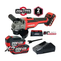 RANKOR - Amoladora Inalambrica 5 RLAG20001 20V 2Bat X 4Ah Brushless