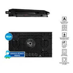 INDURAMA - Combo Cocina EGASI-905CGNE y Campana CEI-902NE