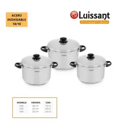 LUISSANT - JUEGO DE OLLAS 6 PZAS ACERO INOXIDABLE LUISSANT