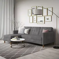 ARTSOFA - Sofá Seccional Hatford gris oscuro 2 piezas + obsequio
