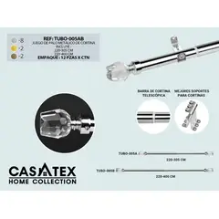 CASATEX - Set tubo metálico para cortina 220-305cm