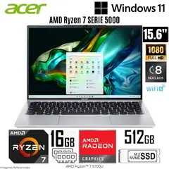ACER - Laptop Aspire AMD Ryzen 7-5700U 16GB RAM 512GB SSD 156 FHD AL14-41P-R27P