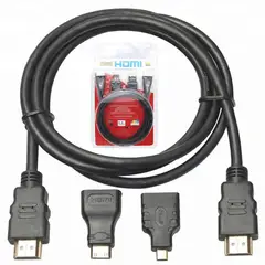 INTERLUD - Cable Hdmi 3 En 1 Con Adaptador Mini Y Micro Hdmi 1.5 Metros