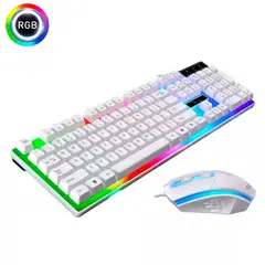 PLAYPRO - Combo Teclado y Mouse Gamer RGB Laptop PC Blanco