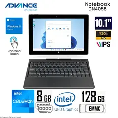 ADVANCE - Laptop CN4058 2 en 1 Celeron N4020 8GB/ 128GB 10.1" Pantalla táctil Wind 11