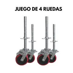 GENERICO - Juego de 4 Ruedas de Nylon  8Pulgadas con nivelador para Andamio