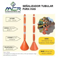GENERICO - SEÑAL TUBULAR VIAL 3UND O CACHACO DE SEGURIDAD VIAL CON CINTAS REFLECTIVA
