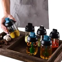 GENERICO - Combo 4 Condimenteros con Cucharita + 1 Frasco para Miel o Salsas 250 ml
