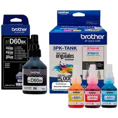BROTHER - Kit tinta ORIGINAL btd60bk bt5001cbt5001mbt5001y