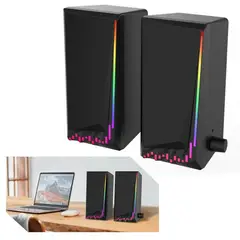 GENERICO - Parlantes Para PC Con Luz RGB Gamer y Entrada Auxiliar