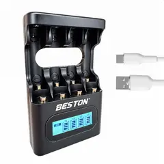 BESTON - Cargador Pilas AA AAA LITIO NI-MH Usb C Modelo 2025