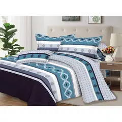 OEM - Juego de Sábanas 100% Algodón 2Plazas 4 Piezas 2000 Hilos Celeste Gris