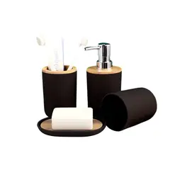 GENERICO - Set de Accesorios Para Baño diseño moderno x4 pzs - Color Negro