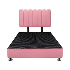 MUEBLES MACRUMO - Cama tapizada Ginebra 15Plz color Rosado