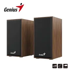 GENIUS - Parlantes Stereo Speakers Usb-Wooden 3.5 Mm Sp-Hf180 - Sp-Hf180-Br