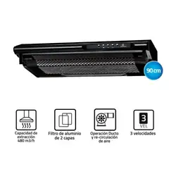 INDURAMA - Campana Extractora 90 cm CEI-902NE Negro