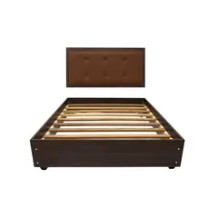 MUEBLES MACRUMO - Cama de melamina tapizada de ultra cuero modelo Lima - 2 Plz - Marrón