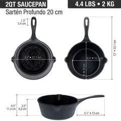 VICTORIA - SARTEN DE HIERRO FUNDIDO 20 CM DIAMETRO PROFUNDO PRECURADO