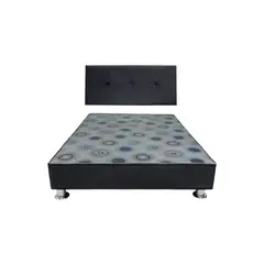 MUEBLES MACRUMO - Cama tapizada con sabanera 1.5 Plz - Color negro