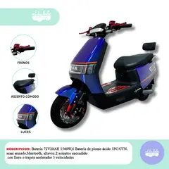 GENERICO - Moto eléctrica a batería modelo lineal blue 78V20AH y 1500W