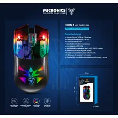 MICRONICS - Mouse Gamer Inalambrico Neon Rgb 4800dpi 7b