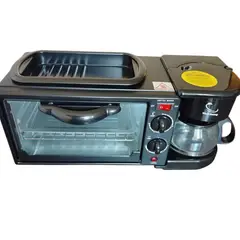 WELL BEING - Desayunadora 3 en 1 Well-Being – Horno, Cafetera y Sartén eléctrica