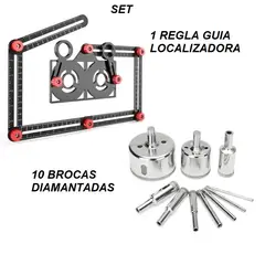 HOT TOOLS - Set Brocas Diamantadas 10 Pzas + Regla Guía Cerámico Vidrio