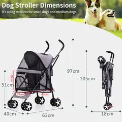 GENERICO - COCHE LIGERO PET STROLLER PARA PERROS Y GATOS