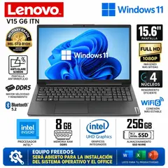 LENOVO - Laptop Lenovo V15 G6 ITN, 15.6" FHD TN, Intel N100  8GB Ram 256Gb sdd