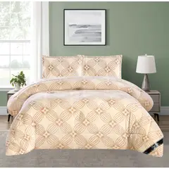 GENERICO - JUEGO DE CAMA INVIERNO HAIRIFON 2 PLAZAS - ESTAMPADO BEIGE