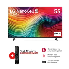 LG - Televisor NanoCell 55 UHD 4K ThinQ AI Smart Tv 55NANO80TSA