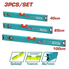 TOTAL TOOLS - NIVEL DE MANO JUEGO X 3 PIEZAS 40CM/60CM/100CM-THT10403