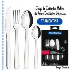 TRAMONTINA - Juego de Cubiertos Malibu de Acero Inoxidable 24 piezas