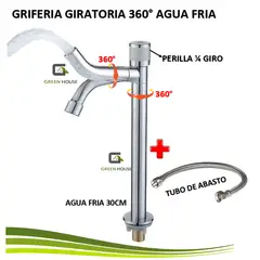 GREEN HOUSE - GRIFERIA GIRATORIA 360° CROMADO AGUA FRIA 30CM