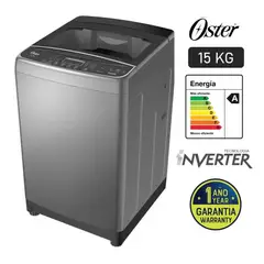 OSTER - Lavadora 15 Kg Carga Superior OS-PWSMD15WBSI Black Inox