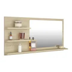 GENERICO - Mueble de Baño Espejera con Repisas Melamina Roble Claro