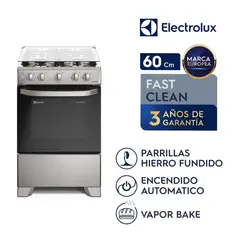 Electrolux - Cocina 4 Quemadores Efficient VaporBake Silver Electrolux FE4ISR