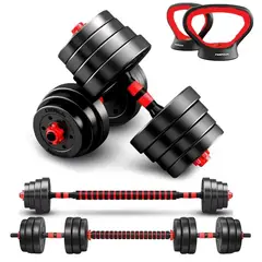 XTREME SPORT - Mancuernas Set de 20 Kg Convertibles + Barra + Asas