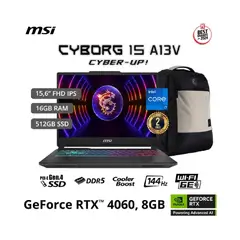 MSI - Cyborg 15 A13VFK 15.6'', Intel i7-13620H, 16GB DDR5, 512GB SSD, RTX 4060 8GB, Windows 11 Español