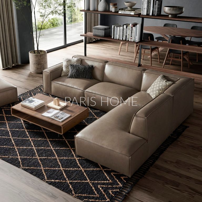 Sofá Seccional Derecho con chaise longue extensible Jonathan Ultracuero - Taupe
