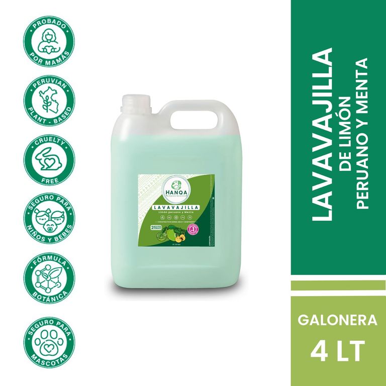 Lavavajilla Líquido HANQA Limón Peruano y Menta Galón 4L