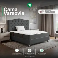 MUEBLES MACRUMO - Cama tapizada Varsovia - Queen - Color Gris oscuro