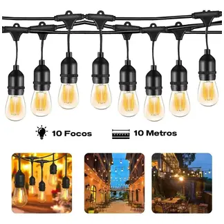 PREMIUM - GUIRNALDA DE 10 METROS CON 10 FOCOS ACOPABLE SIN PANEL SD12023