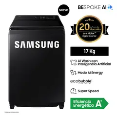 SAMSUNG - Lavadora 17KG AI Wash EcoBubble WA80F17S8BPE Negra