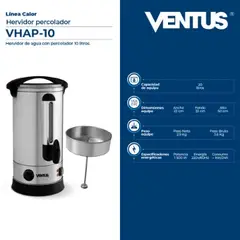 VENTUS - HERVIDOR ELECTRICO 10L CON PERCOLADOR VH AP10 ACERO INOXIDABLE