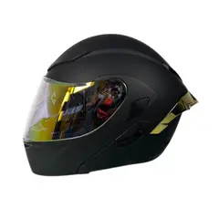 XTREME - CASCO ABATIBLE NEGRO VISOR DORADO DIA Y NOCHE L