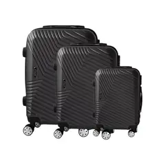 AFVENTURA - Set 3 Maletas Viaje Equipaje Rueda Cabina Avión NEGRO